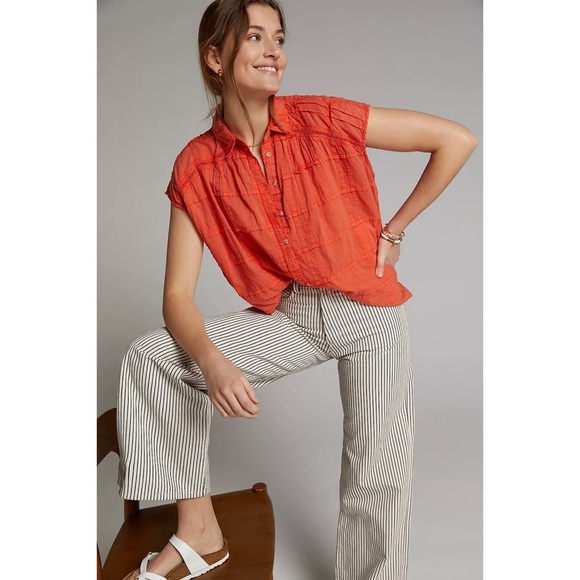 Anthropologie Pilcro The Serena Surf Henley Blouse XSP - Picture 4 of 10